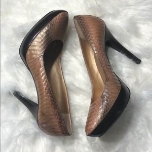 Ombré Snakeskin Platform Pumps.